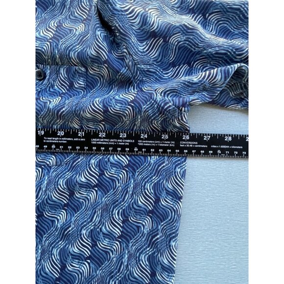 AXIST Men's 100% Silk Shirt Blue Button Up Short Sleeve Size XL - Picture 10 of 13